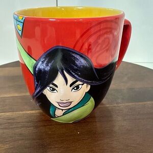 Disney Parks Princess Mulan Mug “Live with Honor” Red Yellow Ceramic Coffee Cup